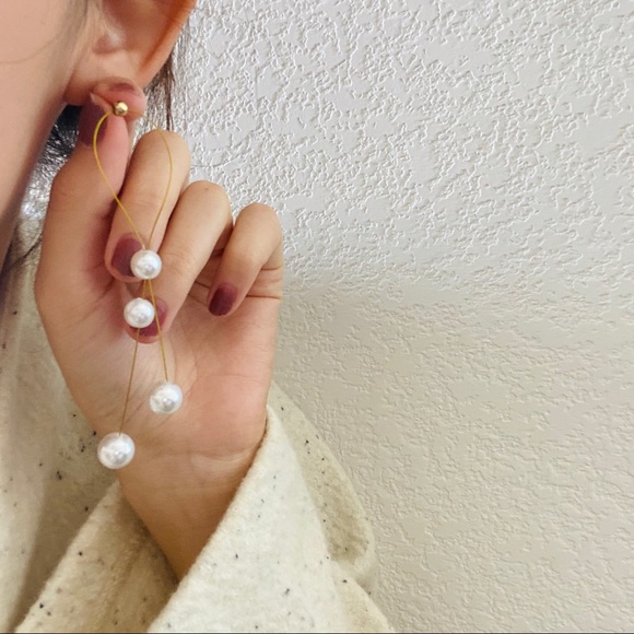 💙 Pearl Strings Earrings Sterling Silver - Picture 11 of 16